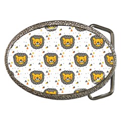 Lion Heads Pattern Design Doodle Belt Buckles by pakminggu