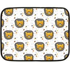 Lion Heads Pattern Design Doodle Fleece Blanket (mini) by pakminggu