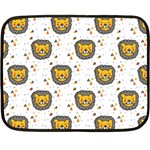 Lion Heads Pattern Design Doodle Fleece Blanket (Mini) 35 x27  Blanket