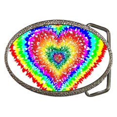 Tie Dye Heart Colorful Prismatic Belt Buckles by pakminggu