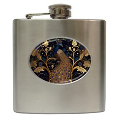 Peacock Plumage Bird  Pattern Graceful Hip Flask (6 Oz) by pakminggu