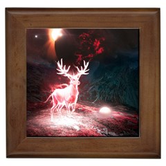 Deer Animal Moon Planet Space Fantasy Framed Tile by pakminggu