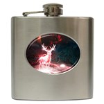 Deer Animal Moon Planet Space Fantasy Hip Flask (6 oz) Front