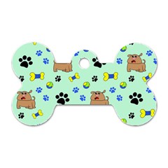 Dog Pattern Seamless Blue Background Scrapbooking Dog Tag Bone (two Sides) by pakminggu