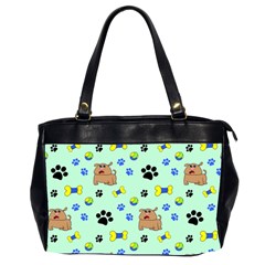 Dog Pattern Seamless Blue Background Scrapbooking Oversize Office Handbag (2 Sides) by pakminggu