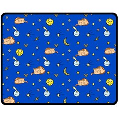 Cat Animals Sleep Stars Seamless Background Fleece Blanket (medium) by pakminggu