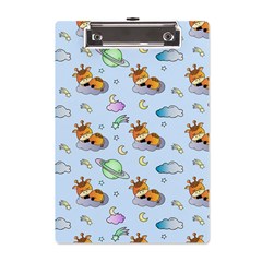 Pattern Giraffe Animal Seamless Scrapbooking Blue A5 Acrylic Clipboard by pakminggu