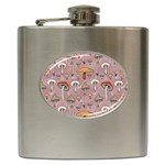 Mushrooms Autumn Fall Pattern Seamless Decorative Hip Flask (6 oz) Front