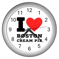 I Love Boston Cream Pie Wall Clock (silver) by ilovewhateva