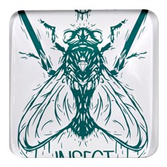 Green Insect Bee Illustration Square Glass Fridge Magnet (4 Pack) by pakminggu