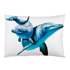 Two Dolphins Art Atlantic Dolphin Painting Animal Marine Mammal Pillow Case by pakminggu