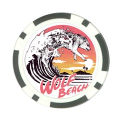 Gray Wolf Beach Waves A Wolf Animal Retro Poker Chip Card Guard (10 Pack) by pakminggu