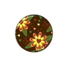 Floral Hearts Brown Green Retro Hat Clip Ball Marker by danenraven