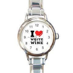 I Love White Wine Round Italian Charm Watch by ilovewhateva