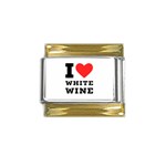 I love white wine Gold Trim Italian Charm (9mm) Front