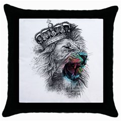 Lion King Head Throw Pillow Case (black) by Mog4mog4