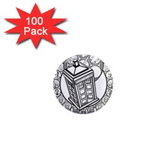 Bad Wolf Tardis Art Drawing Doctor Who 1  Mini Magnets (100 Pack)  by Mog4mog4