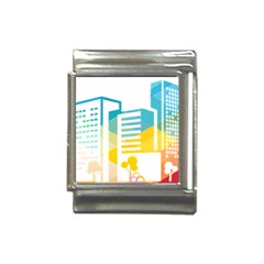 Silhouette Cityscape Building Icon Color City Italian Charm (13mm) by Mog4mog4