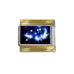 Tardis Background Space Gold Trim Italian Charm (9mm) by Mog4mog4