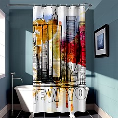 New York City Skyline Vector Illustration Shower Curtain 36  X 72  (stall)  by Mog4mog4