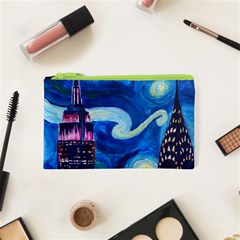 Starry Night In New York Van Gogh Manhattan Chrysler Building And Empire State Building Cosmetic Bag (xs) by Mog4mog4