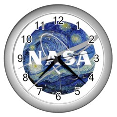 Vincent Van Gogh Starry Night Art Painting Planet Galaxy Wall Clock (silver) by Mog4mog4