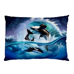 Orca Wave Water Underwater Pillow Case (two Sides) by Mog4mog4