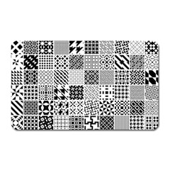 Black And White Geometric Patterns Magnet (rectangular) by Bakwanart