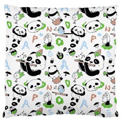 Giant Panda Bear Pattern Large Premium Plush Fleece Cushion Case (one Side) by Bakwanart