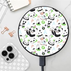 Giant Panda Bear Pattern Wireless Fast Charger(black) by Bakwanart