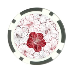 Red Hibiscus Flowers Art Poker Chip Card Guard by Bakwanart