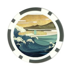 Sea Asia, Waves Japanese Art The Great Wave Off Kanagawa Poker Chip Card Guard by Bakwanart