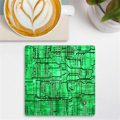 Green Circuit Board Computer Uv Print Square Tile Coaster  by Bakwanart