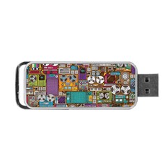 Pattern Design Art Techno Dj Music Retro Music Device Portable Usb Flash (two Sides) by Bakwanart