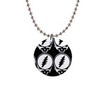 Black And White Deadhead Grateful Dead Steal Your Face Pattern 1  Button Necklace Front