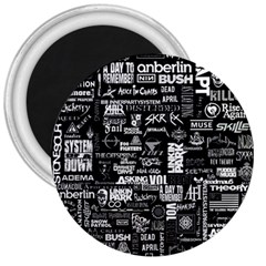 Music Pattern Black White 3  Magnets by 99art