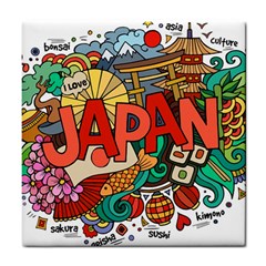 Earthquake And Tsunami Drawing Japan Illustration Tile Coaster by Vaneshart