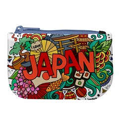 Earthquake And Tsunami Drawing Japan Illustration Large Coin Purse by Vaneshart