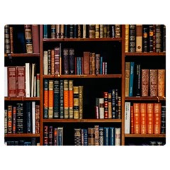 Assorted Title Of Books Piled In The Shelves Assorted Book Lot Inside The Wooden Shelf Premium Plush Fleece Blanket (extra Small) by 99art