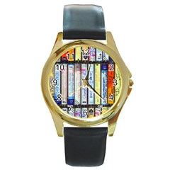 Cassette Tape Music Vintage 1980s 70s Round Gold Metal Watch by 99art