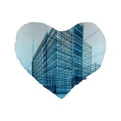 Architecture Blue Drawing Engineering City Modern Building Exterior Standard 16  Premium Flano Heart Shape Cushions by 99art
