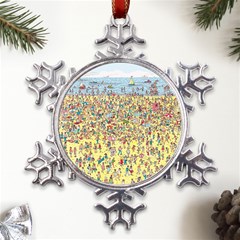 Waldo Cartoon Where s Wally Water Sky Sea Day Nature Metal Large Snowflake Ornament by 99art