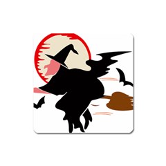 Bat Broom Broomstick Square Magnet by 99art