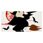 Bat Broom Broomstick Banner and Sign 6  x 3  Front