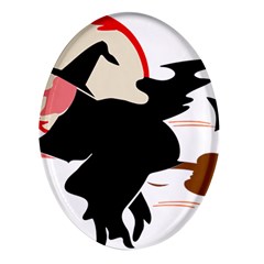 Bat Broom Broomstick Oval Glass Fridge Magnet (4 Pack) by 99art