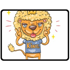 Animation-lion-animals-king-cool Two Sides Fleece Blanket (large) by 99art