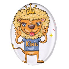 Animation-lion-animals-king-cool Oval Glass Fridge Magnet (4 Pack) by 99art