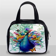 Bird-peafowl-painting-drawing-feather-birds Classic Handbag (two Sides) by 99art