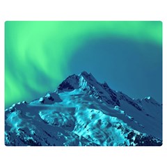 Aurora Borealis Sky Winter Snow Mountains Night Premium Plush Fleece Blanket (medium) by B30l