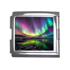 Aurora Borealis Polar Northern Lights Natural Phenomenon North Night Mountains Mega Link Italian Charm (18mm) by B30l